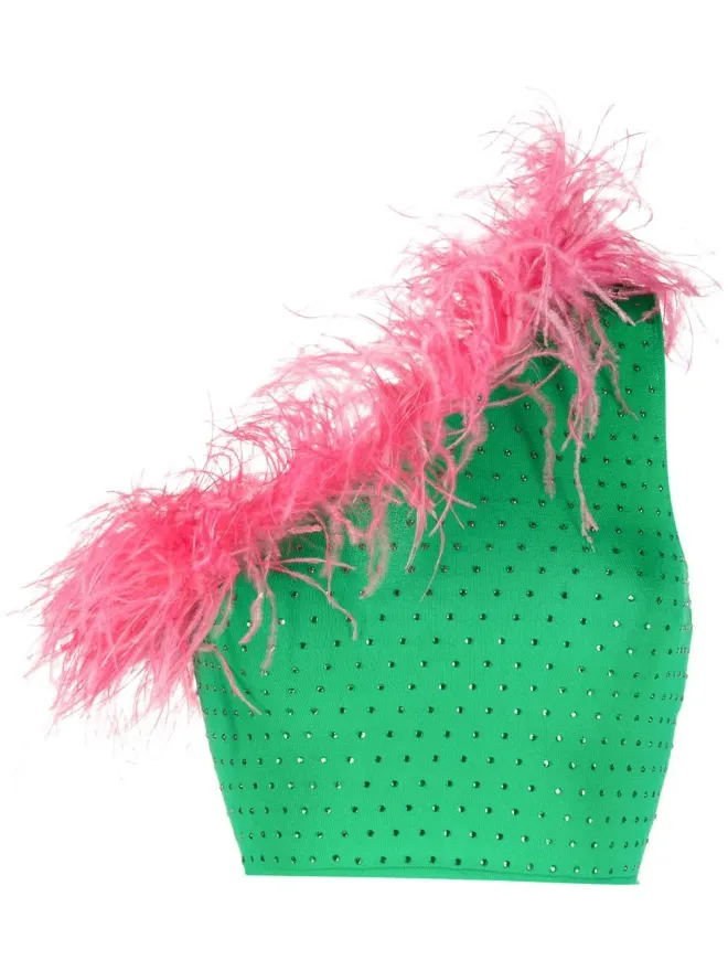 Chiara Ferragni Chiara Ferragni フェザー・トリム クロップトップの商品画像