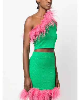 Chiara Ferragni フェザー・トリム クロップトップ - サムネイル3