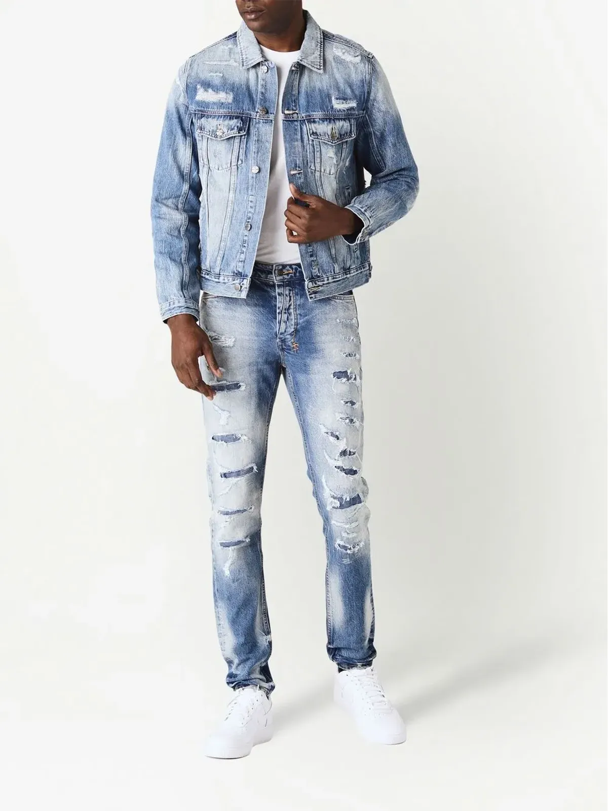 Ksubi リップドディテール スリムフィットジーンズ ブルー - 画像2