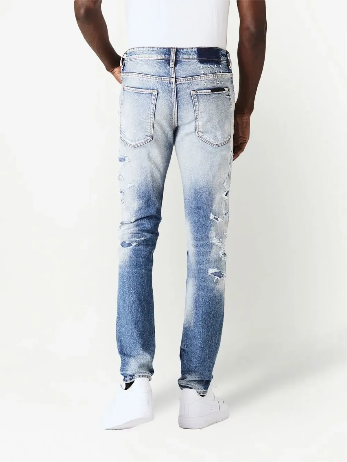 Ksubi リップドディテール スリムフィットジーンズ ブルー - 画像3
