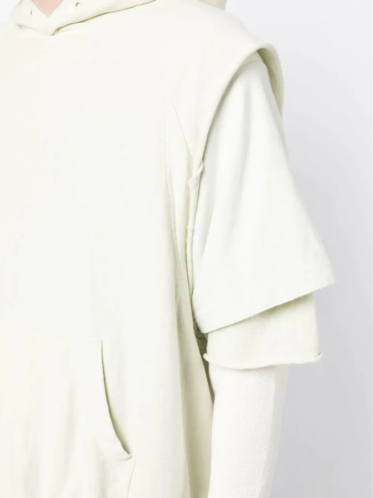 Undercover layered-sleeve cotton hoodie - Neutrals - 画像5