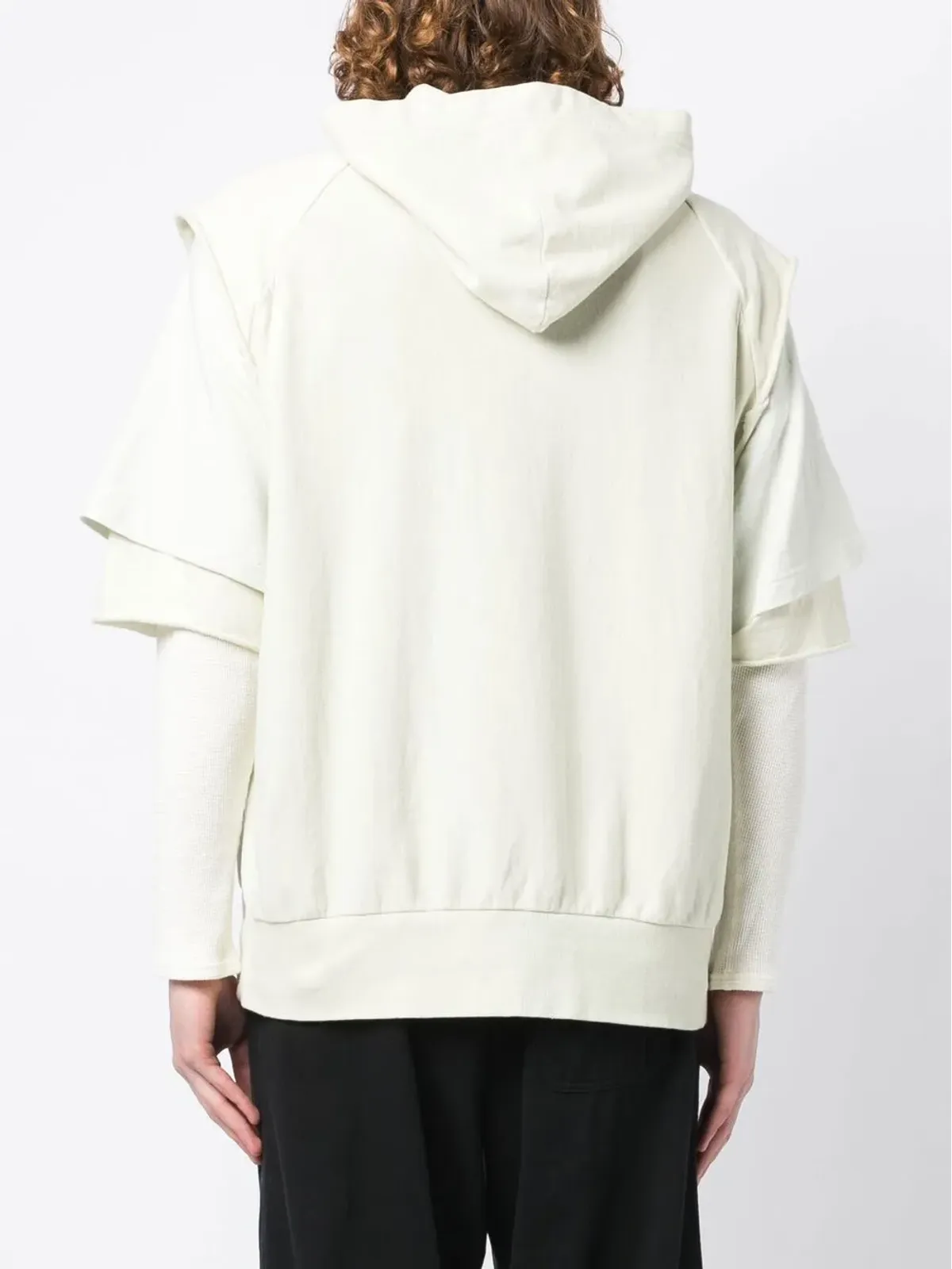 Undercover layered-sleeve cotton hoodie - Neutrals - 画像4