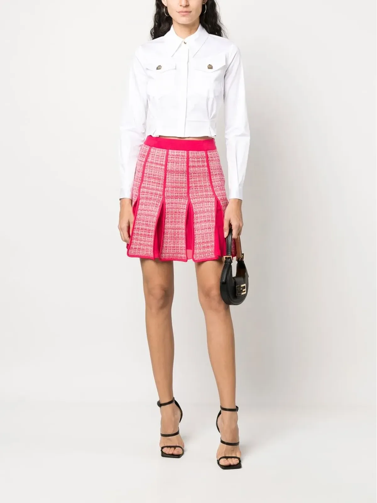 Elisabetta Franchi ハイウエストプリーツスカート ピンク - 画像2