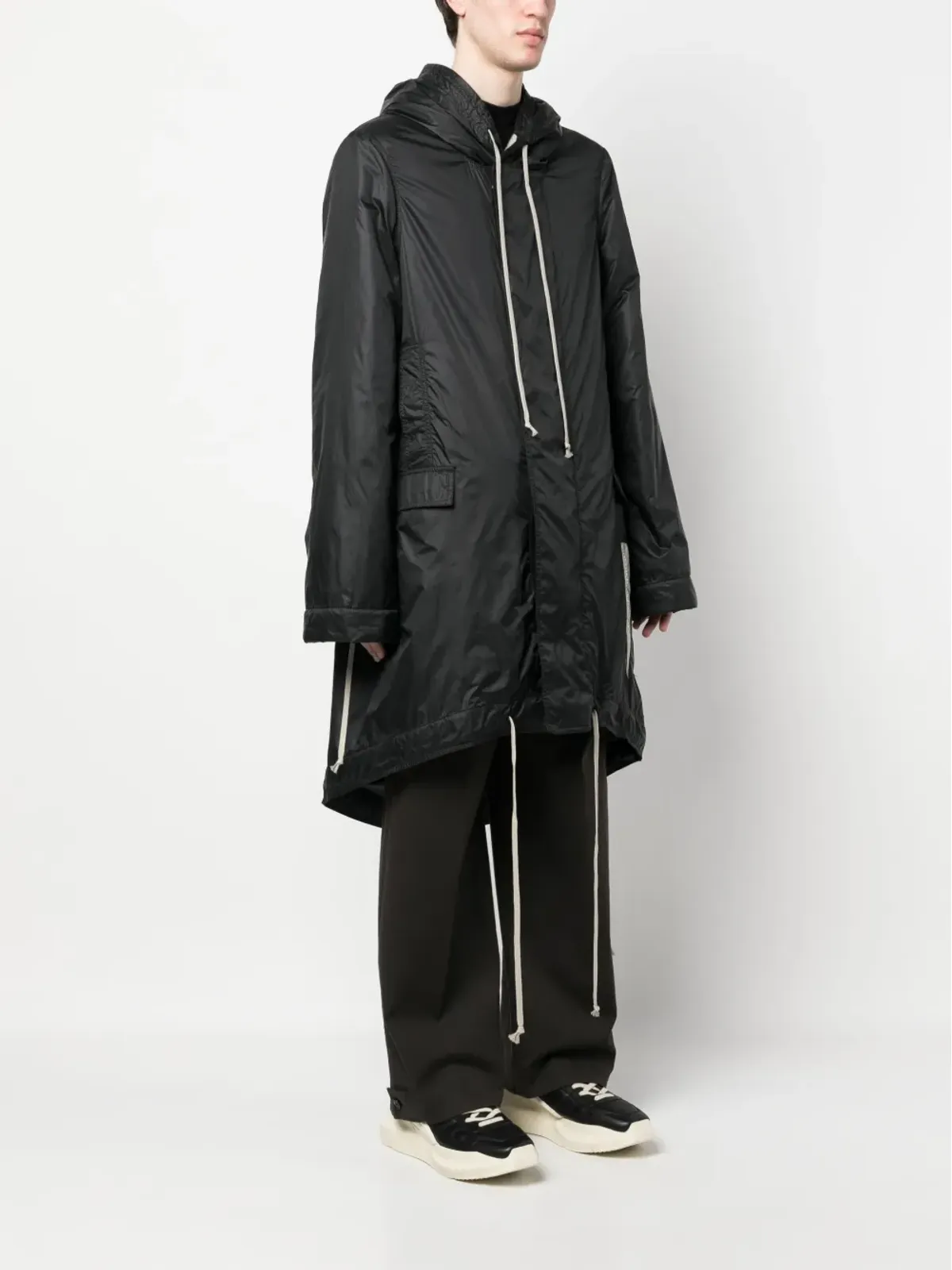 Rick Owens DRKSHDW フィッシュテイルフード付きレインコート - 画像3