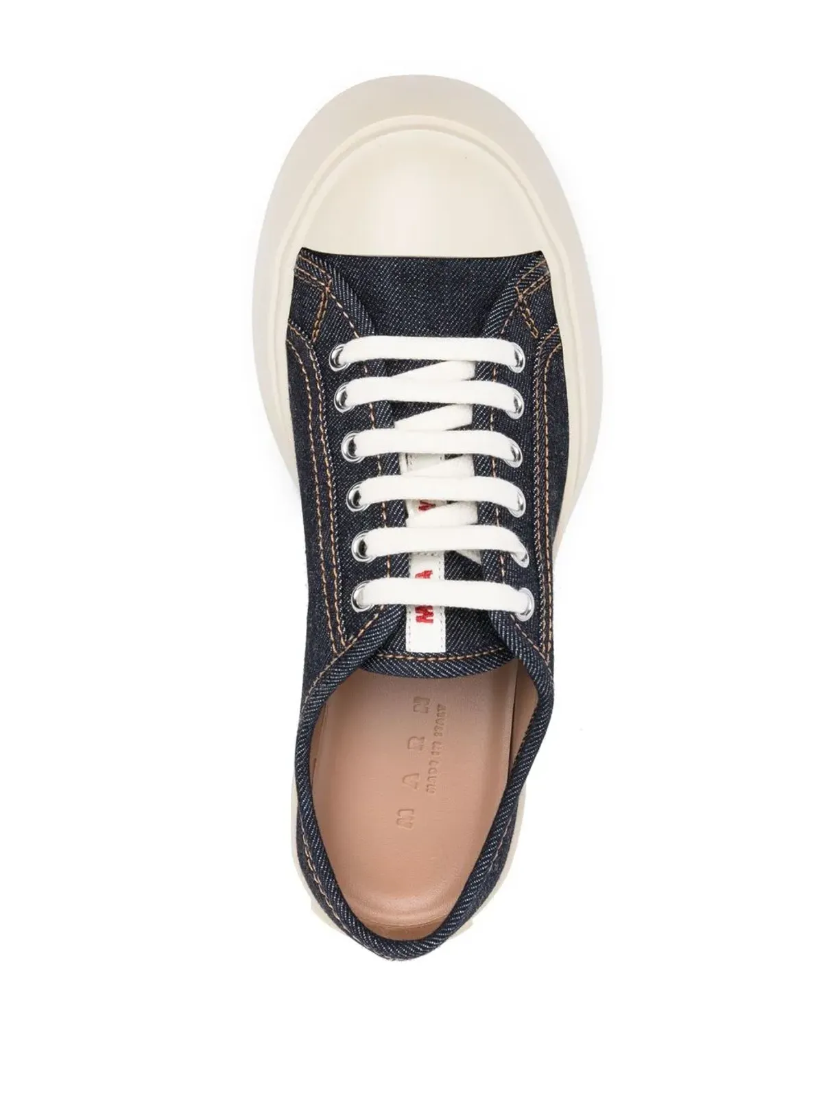 Marni Pablo denim lace-up sneakers - Blue - 画像4