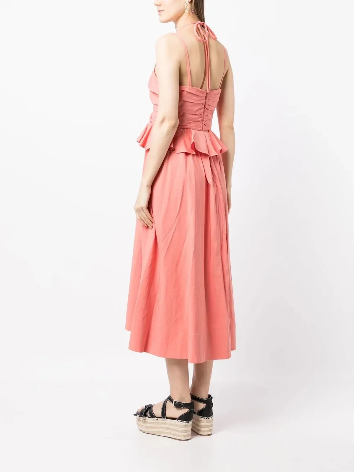 Ulla Johnson ホルターネックのフリルミディドレス - 画像4