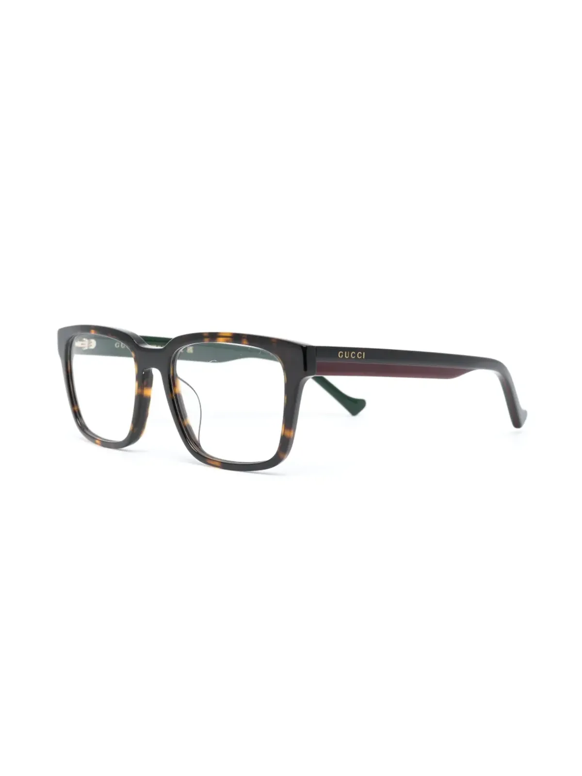 Gucci Eyewear べっ甲風スクエアフレーム眼鏡（ブラウン） - 画像2