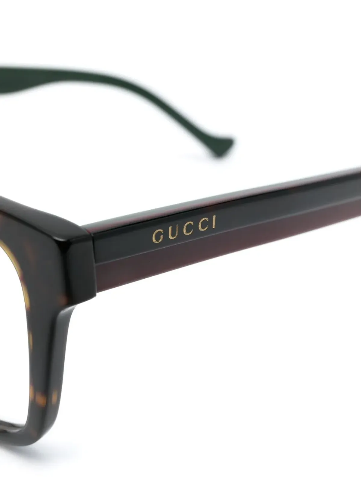 Gucci Eyewear べっ甲風スクエアフレーム眼鏡（ブラウン） - 画像3