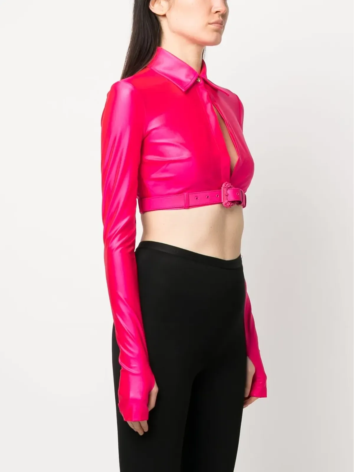 Versace Jeans Couture バロックバックル・クロップシャツ - 画像3