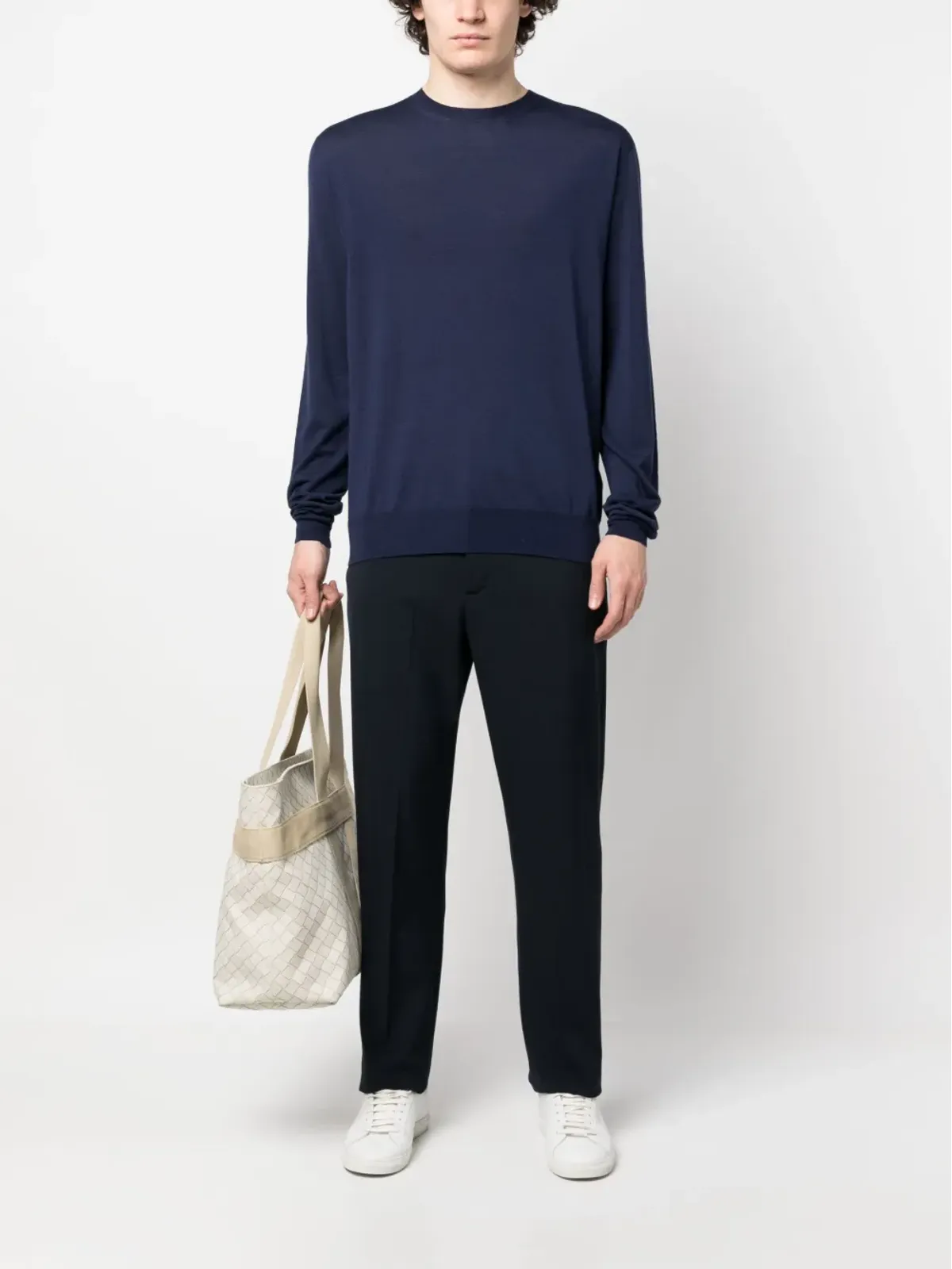Lardini 無地のウールシルク混紡セーター - ブルー - 画像2