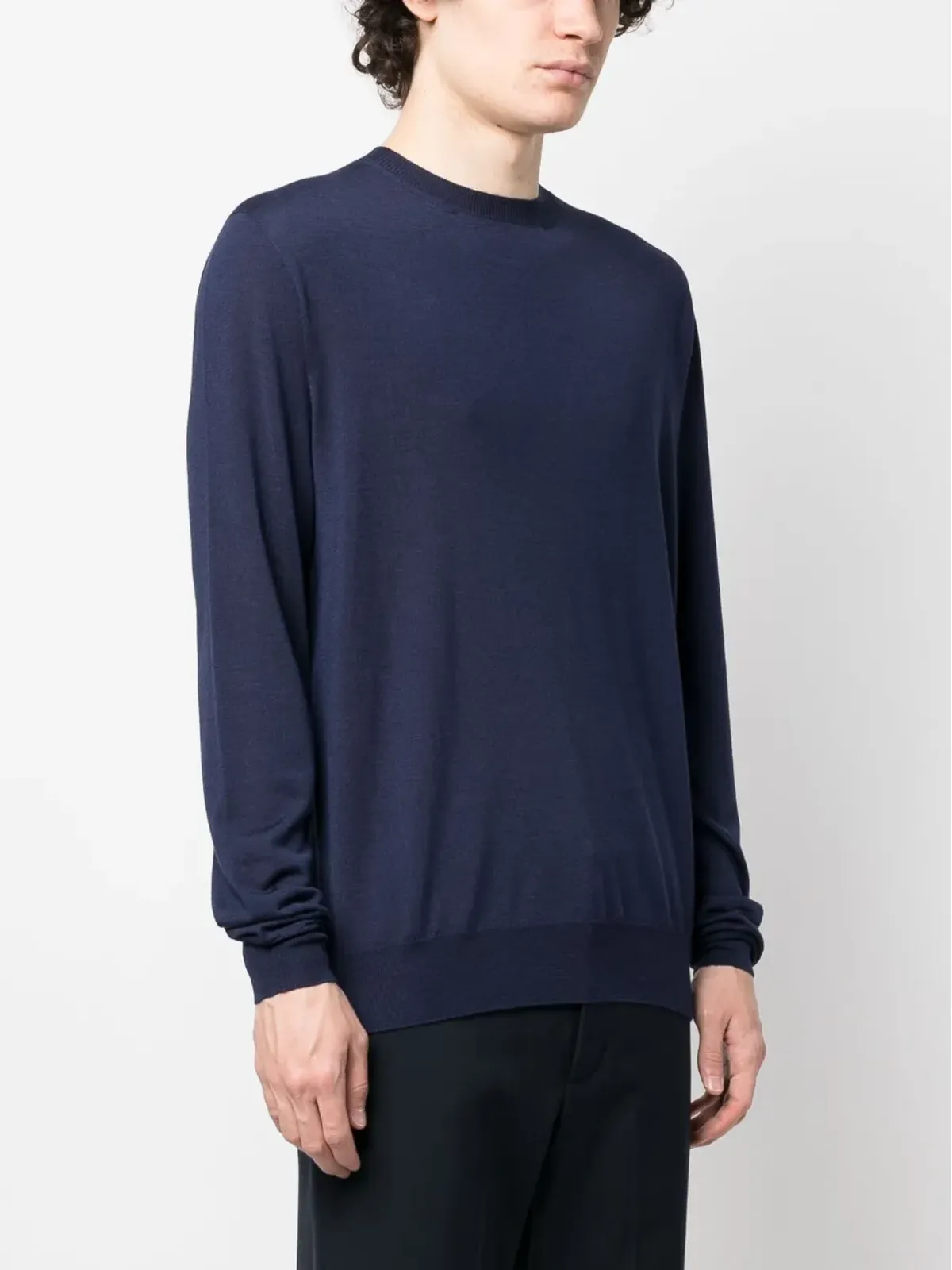 Lardini 無地のウールシルク混紡セーター - ブルー - 画像3