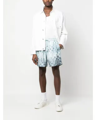 AMIRI パターンロゴプリント シルクショーツ - ブルー - サムネイル2