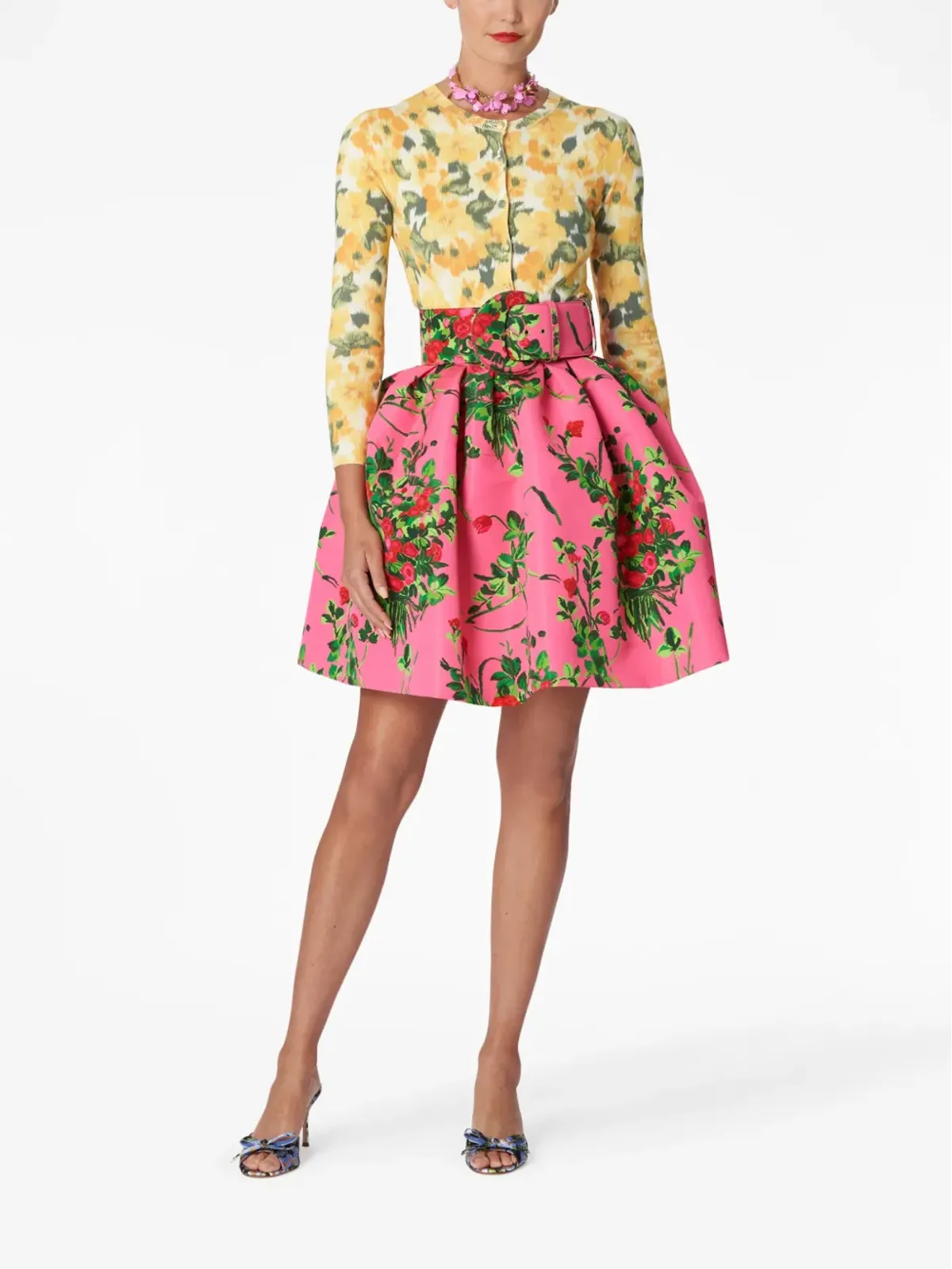 Carolina Herrera 花柄プリントのファインニットカーディガン - 画像2