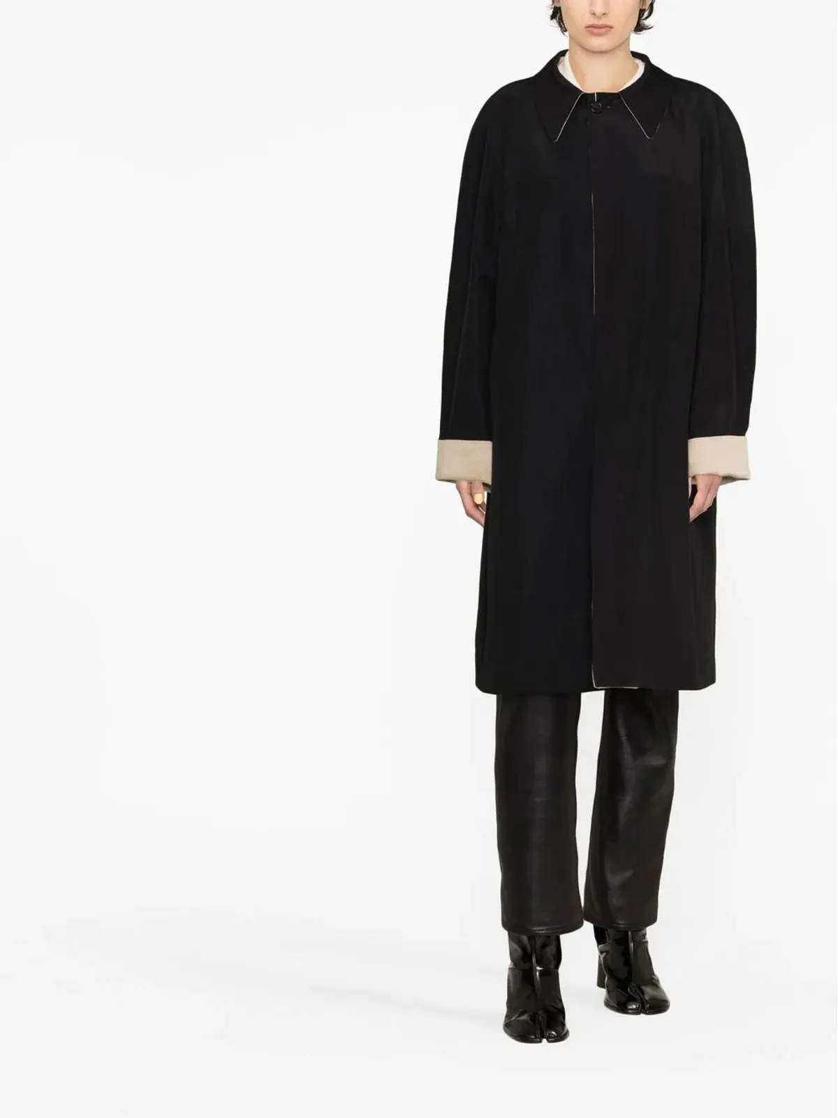 Maison Margiela リバーシブルリネンコート ブラック - 画像2
