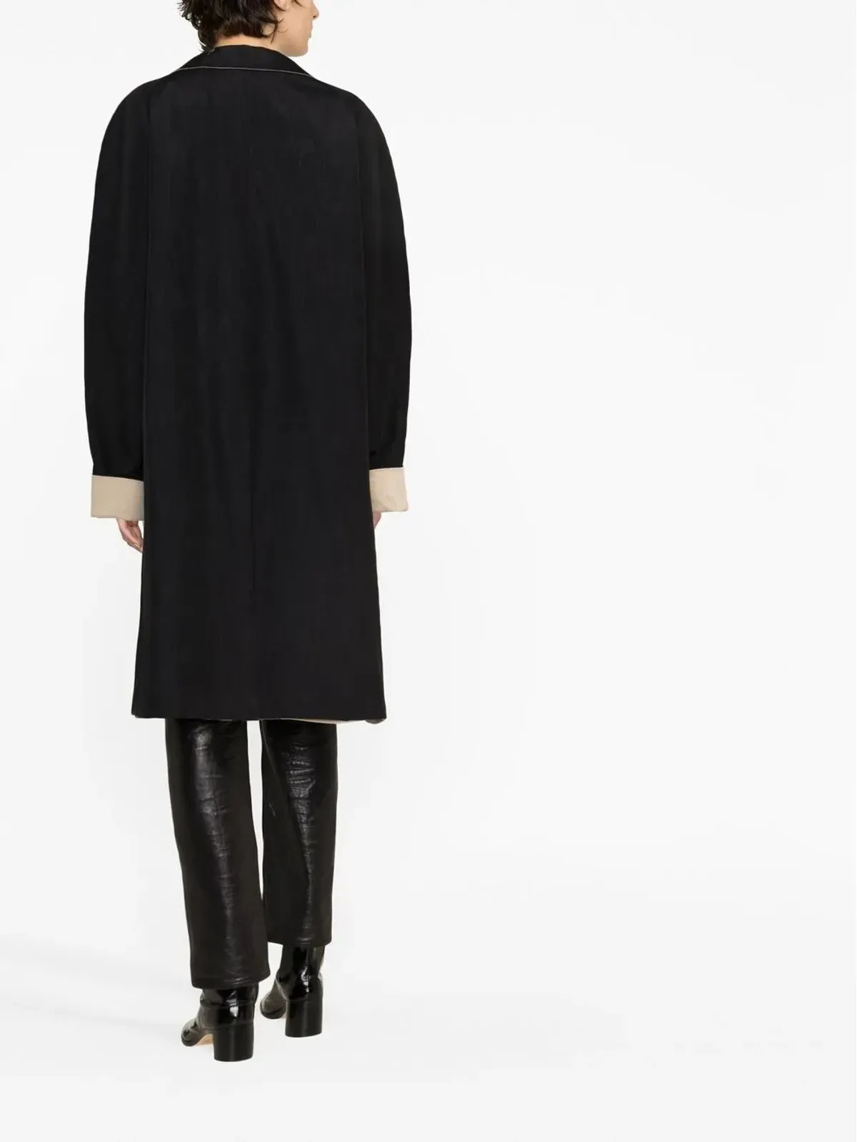 Maison Margiela リバーシブルリネンコート ブラック - 画像4