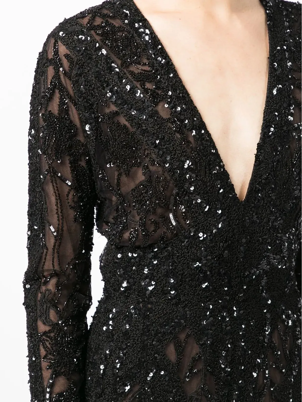 Elie Saab スパンコール付き長袖フィッシュテールイブニングドレス - 画像5
