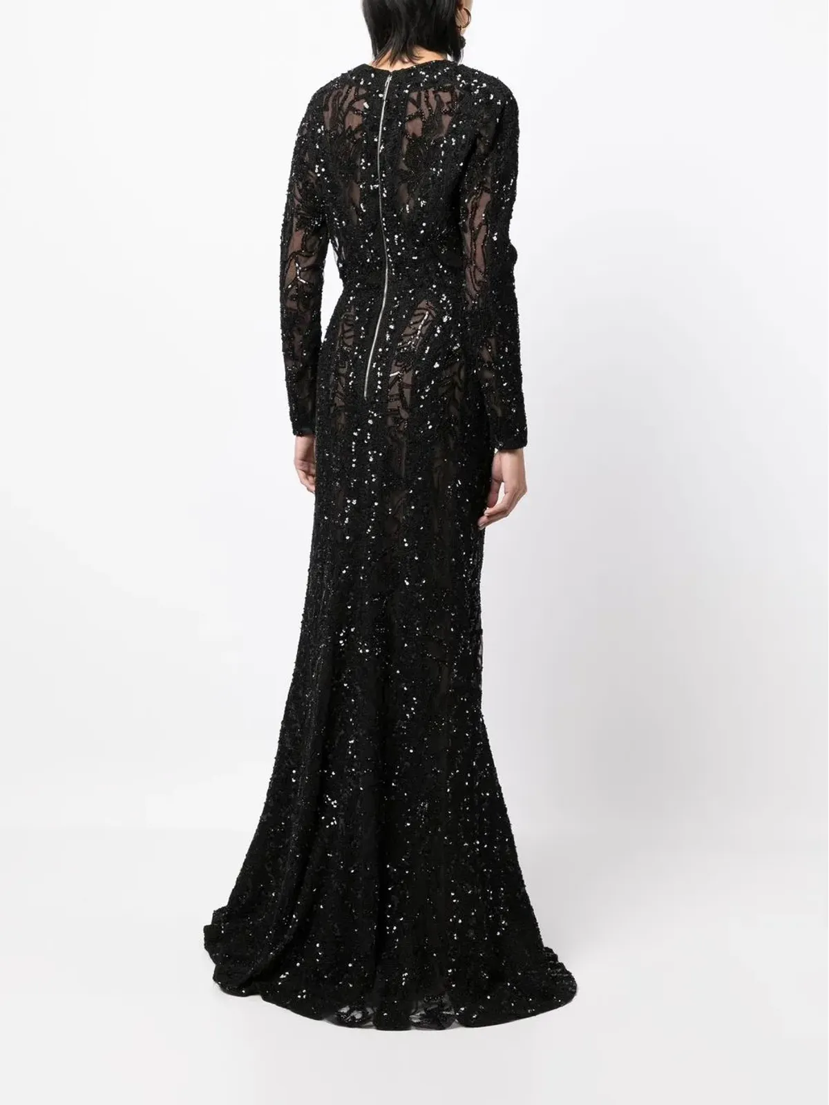 Elie Saab スパンコール付き長袖フィッシュテールイブニングドレス - 画像4
