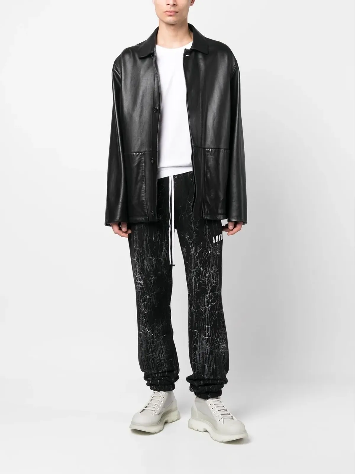 AMIRI クラックドダイ ロゴ トラックパンツ - 画像2