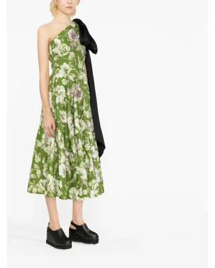ERDEM アシンメトリック・フローラルプリント・ミディドレス グリーン - サムネイル3