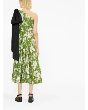 ERDEM アシンメトリック・フローラルプリント・ミディドレス グリーン - サムネイル4