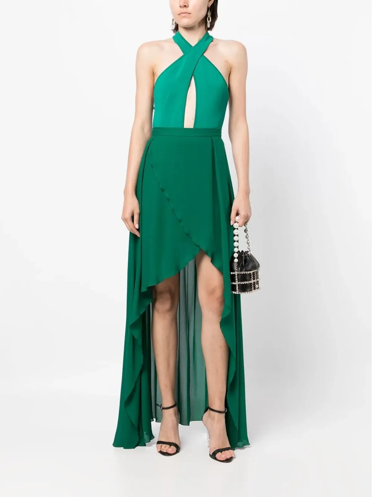 Elie Saab ハイロー・フライアウェイスカート（グリーン） - 画像2