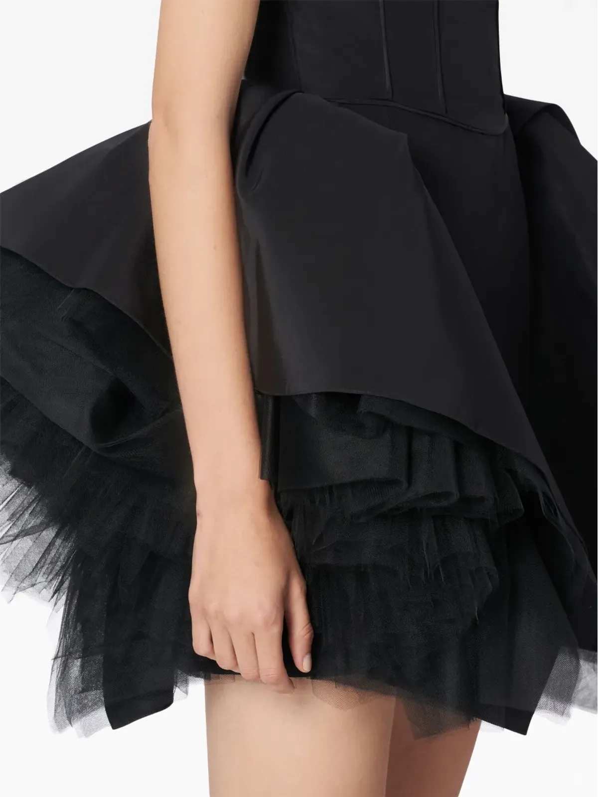 Carolina Herrera フリル付きチュール×シルクのドレス（ブラック） - 画像4