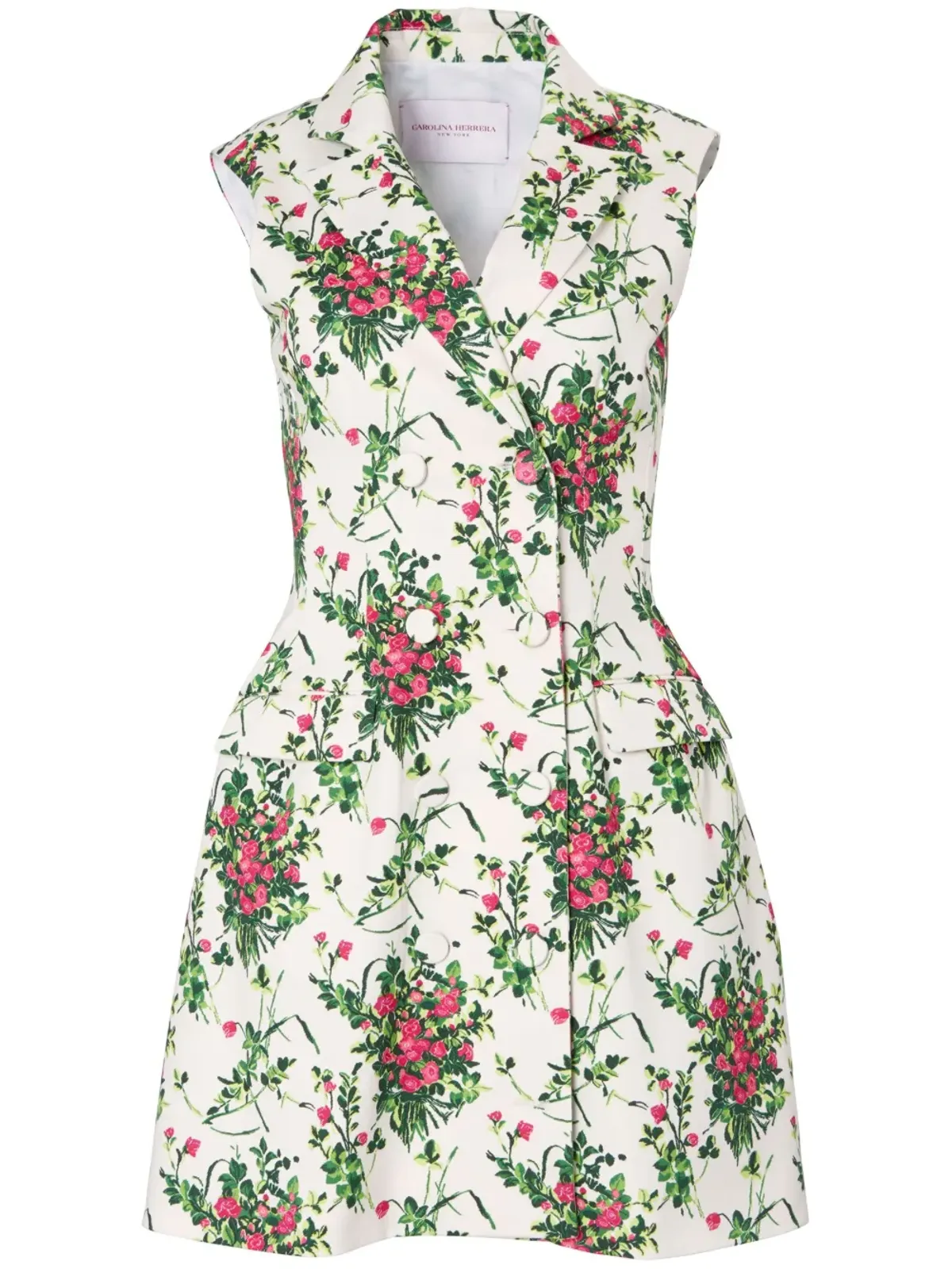 Carolina Herrera ノッチドラペル フローラルプリント ドレス - 画像1