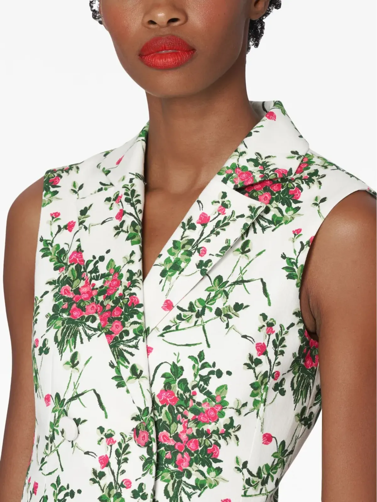 Carolina Herrera ノッチドラペル フローラルプリント ドレス - 画像4