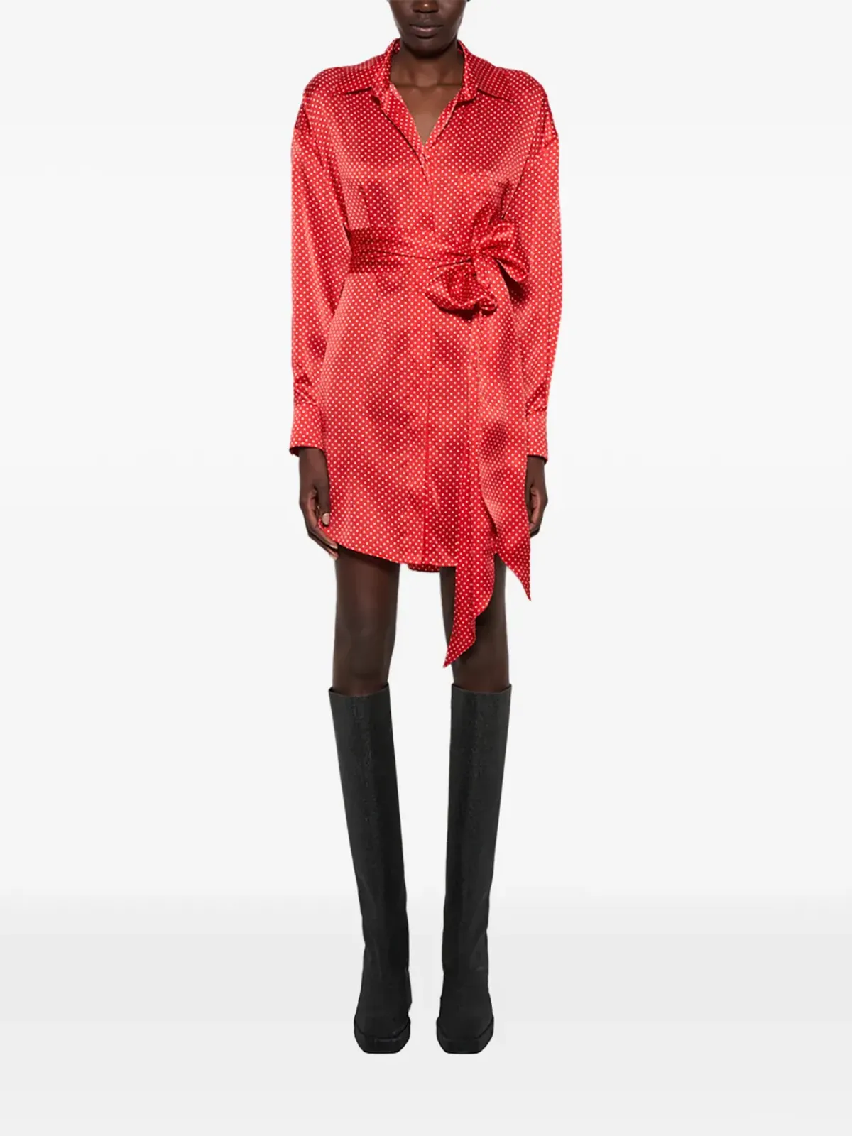Alexandre Vauthier ポルカドット柄タイ付きミニドレス - 赤 - 画像2