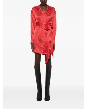Alexandre Vauthier ポルカドット柄タイ付きミニドレス - 赤 - サムネイル2