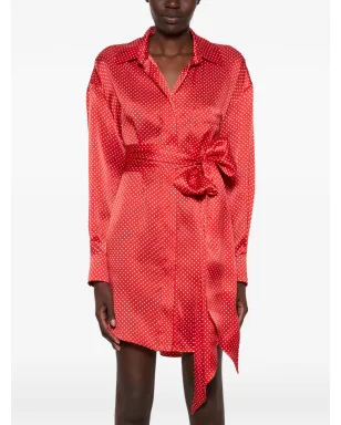 Alexandre Vauthier ポルカドット柄タイ付きミニドレス - 赤 - サムネイル3