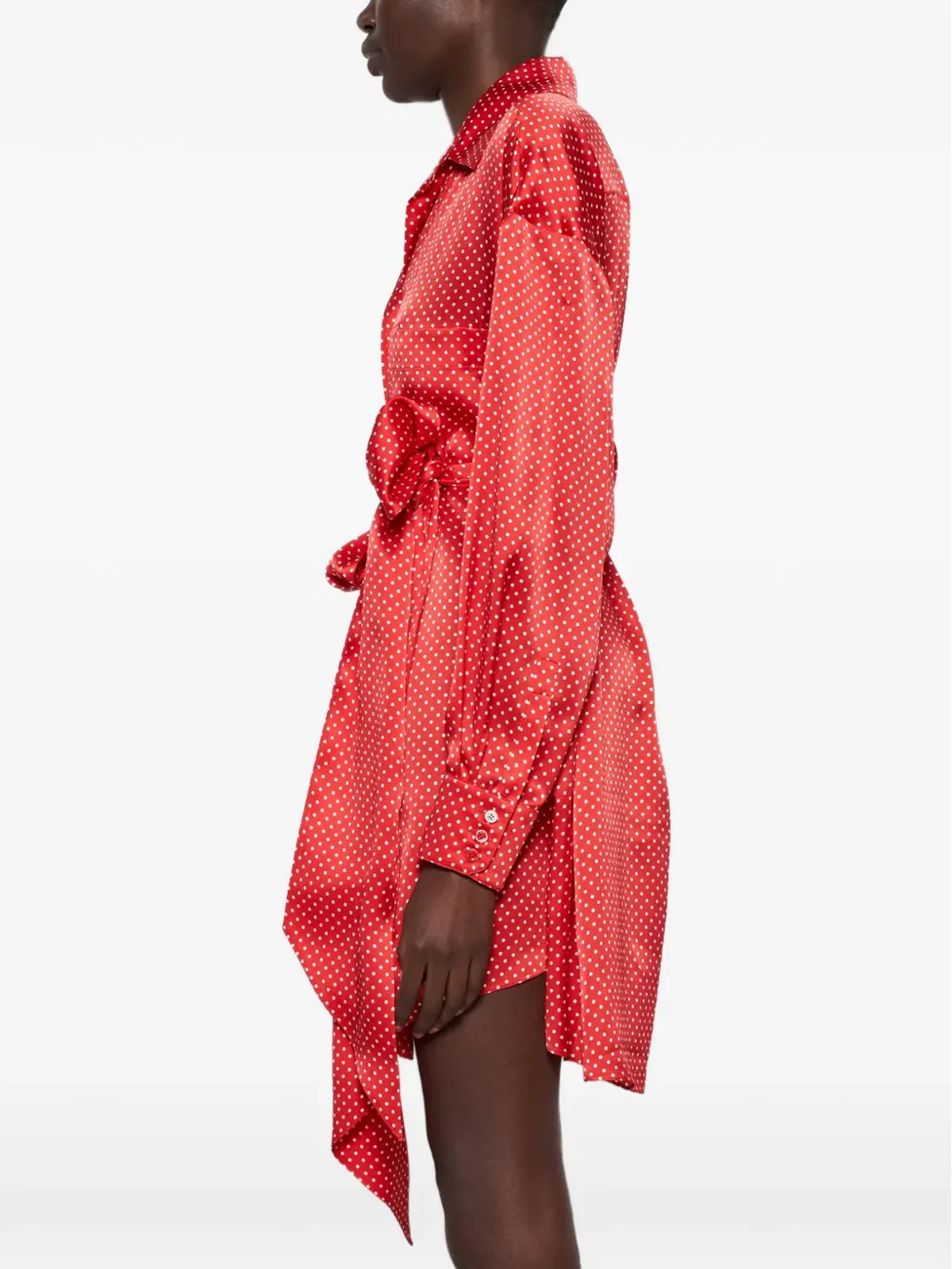 Alexandre Vauthier ポルカドット柄タイ付きミニドレス - 赤 - 画像4