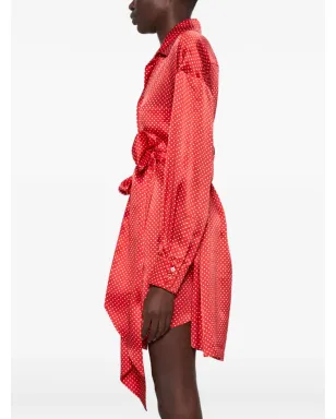 Alexandre Vauthier ポルカドット柄タイ付きミニドレス - 赤 - サムネイル4