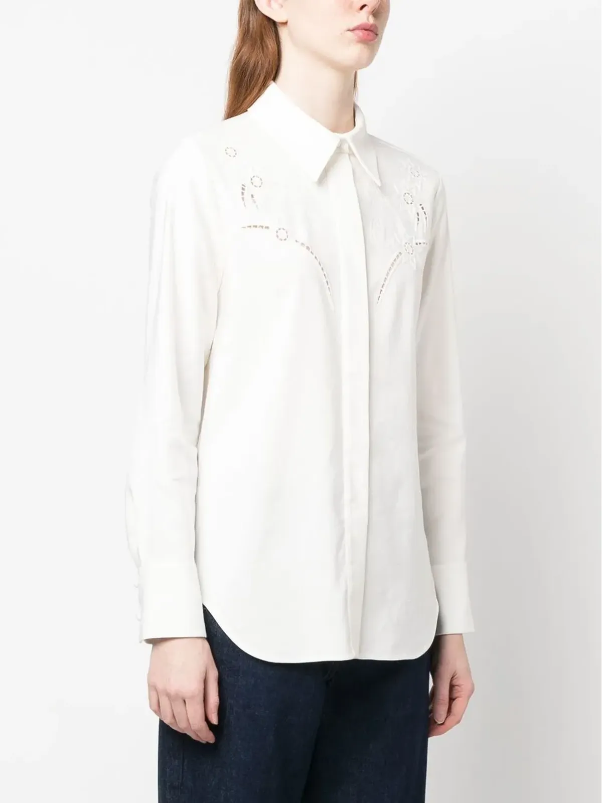 Chloé ブロderie-anglaise シルクシャツ - Neutrals - 画像3