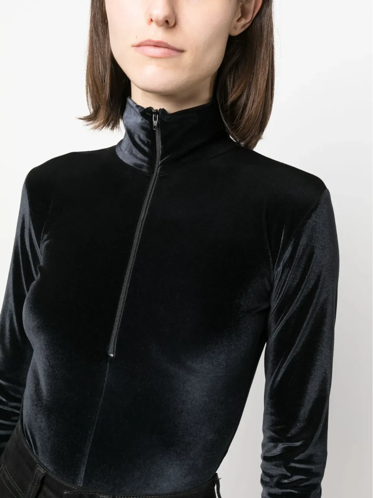 Filippa K ジップアップベルベットボディスーツ - 画像5