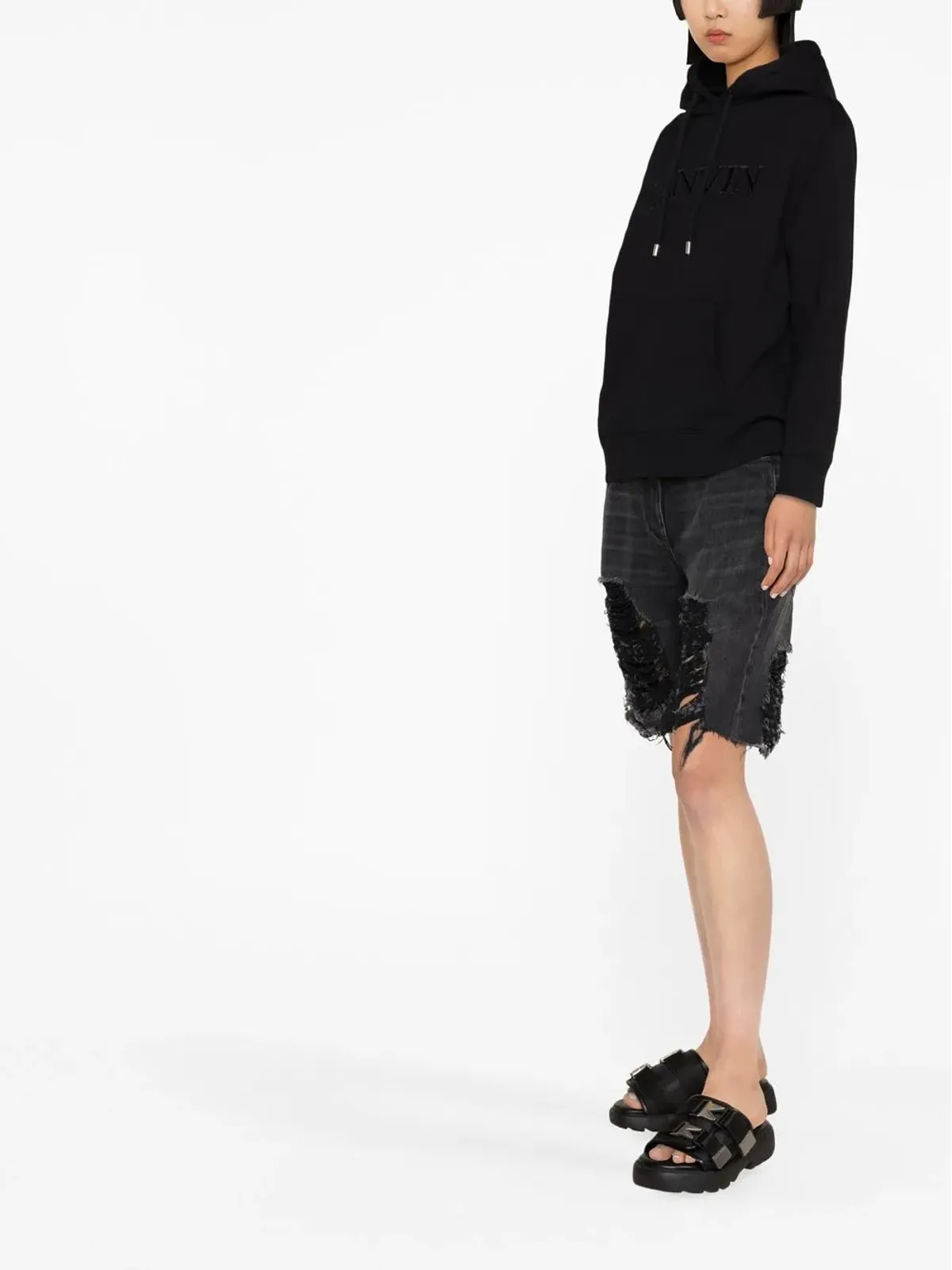 Lanvin ロゴプリント ドローストリング フーディ - 画像3