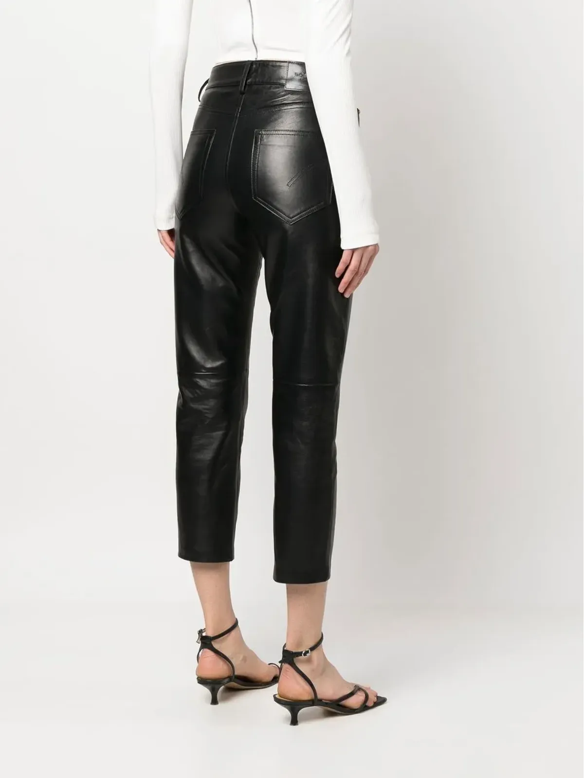 DONDUP レザー ハイウェスト クロップドパンツ - 画像4