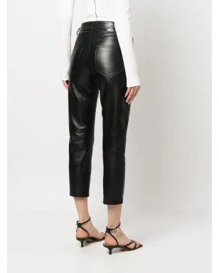 DONDUP レザー ハイウェスト クロップドパンツ - サムネイル4