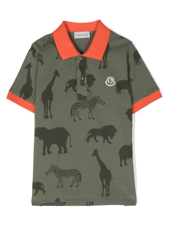 Moncler Enfant Moncler Enfant 恐竜プリント ポロシャツ グリーンの商品画像
