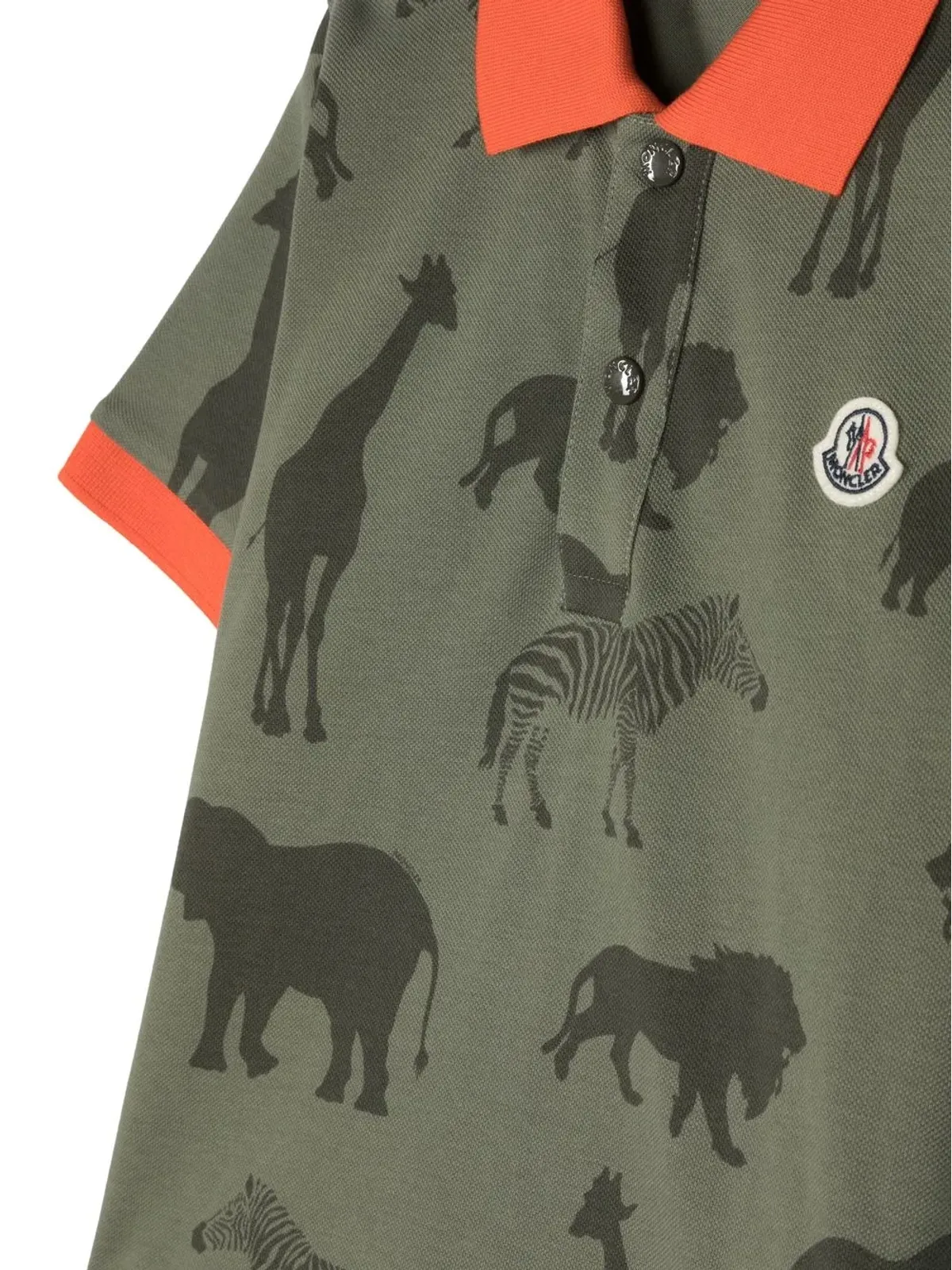 Moncler Enfant 恐竜プリント ポロシャツ グリーン - 画像3