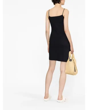 Jil Sander Vネック・スリップ・ミニドレス - ブラック - サムネイル3