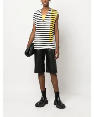 Balenciaga Pre-Owned Vネック・ボーダー柄トップス - ホワイト - サムネイル2