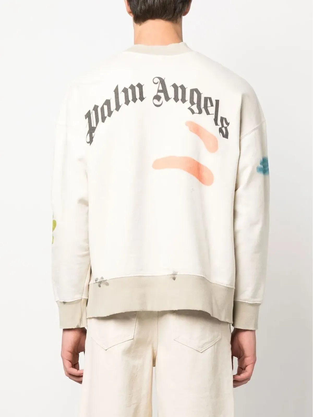 Palm Angels Sprayed Palm-print cotton sweatshirt - Neutrals - 画像4
