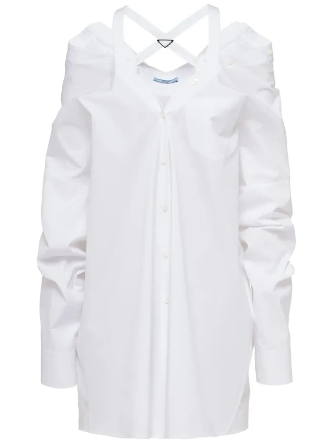 Prada Prada オフショルダーコットンシャツドレスの商品画像