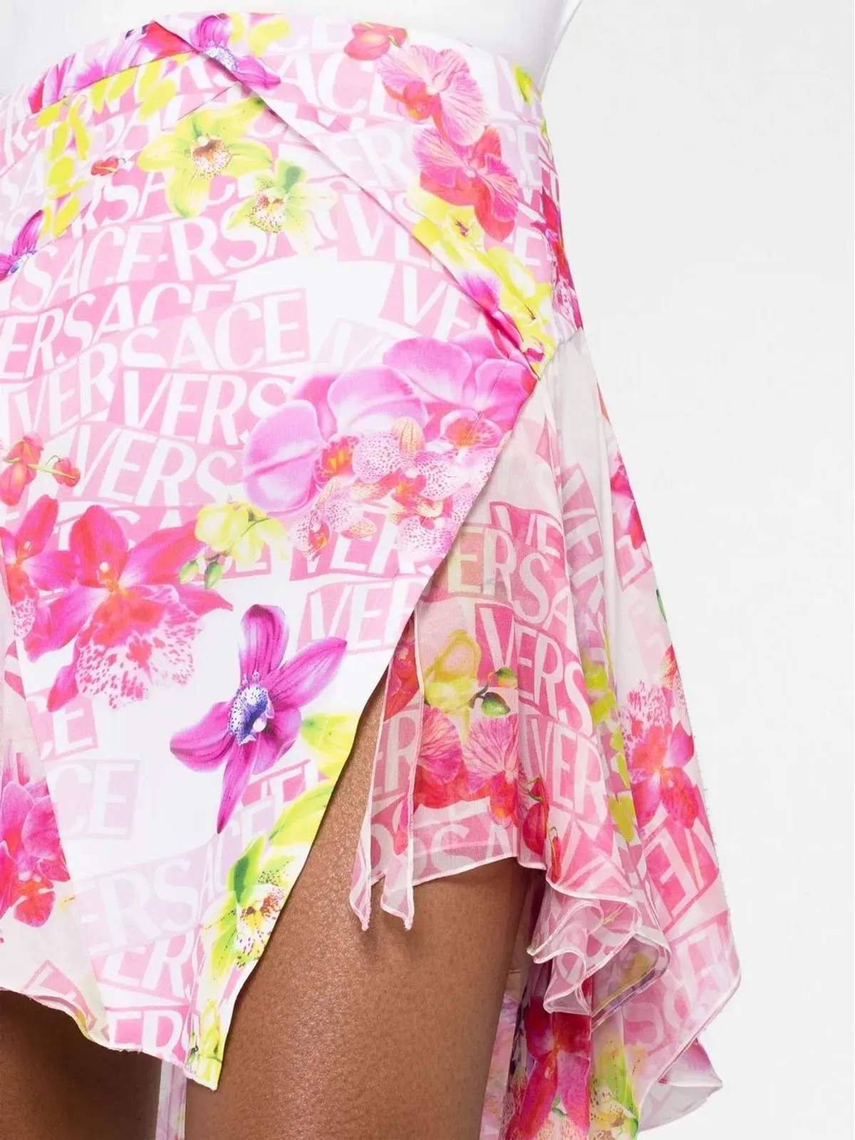 Versace 花柄プリントアシンメトリースカート - 画像5