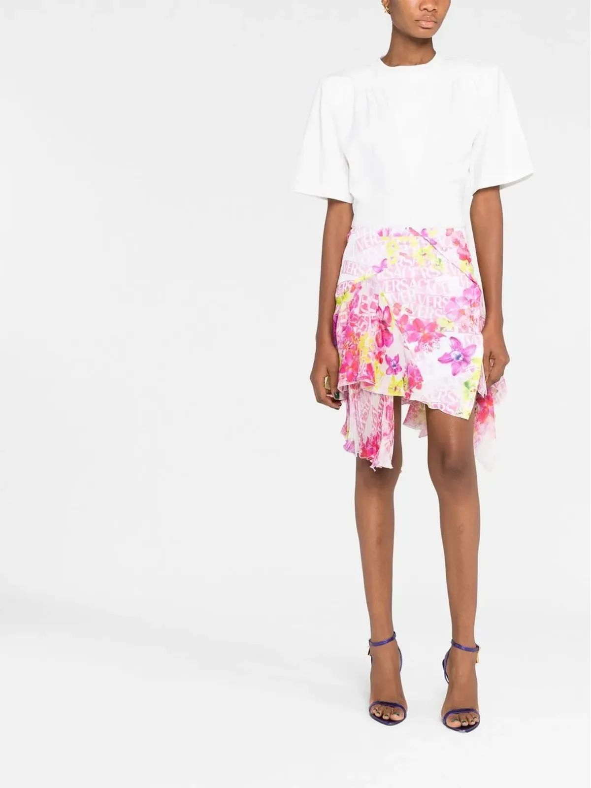Versace 花柄プリントアシンメトリースカート - 画像2