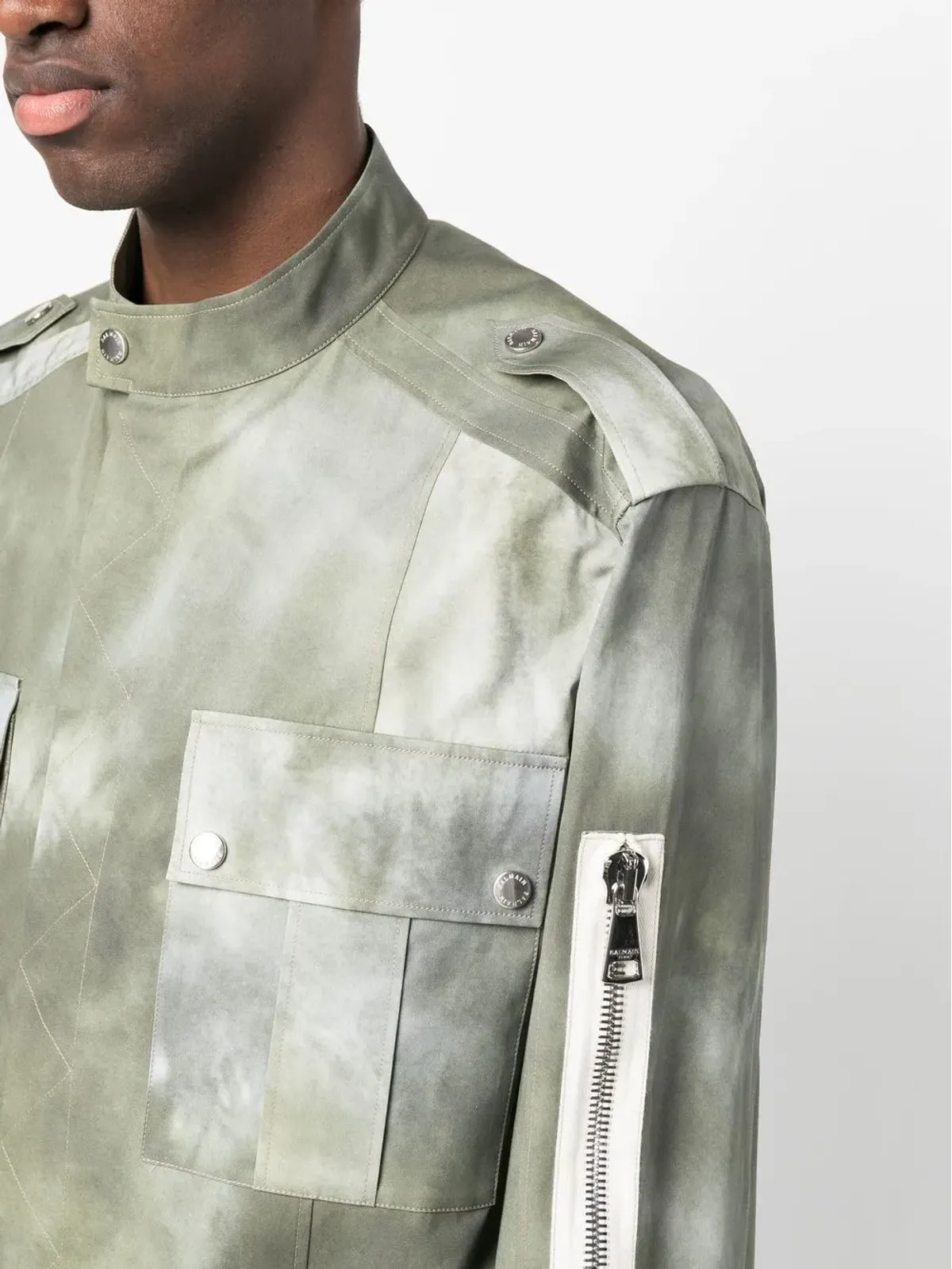 Balmain フェードエフェクト ミリタリージャケット グリーン - 画像5