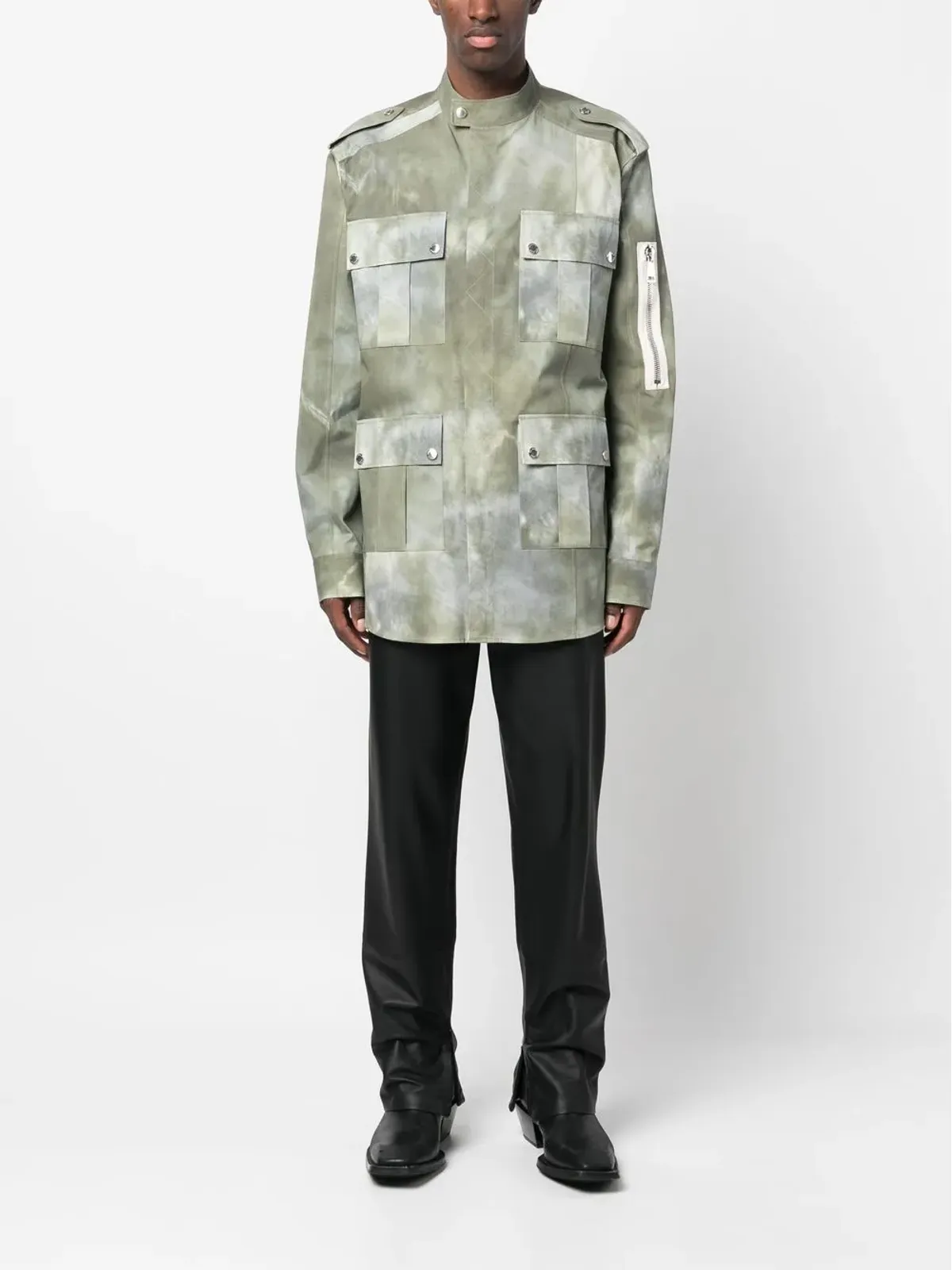 Balmain フェードエフェクト ミリタリージャケット グリーン - 画像2