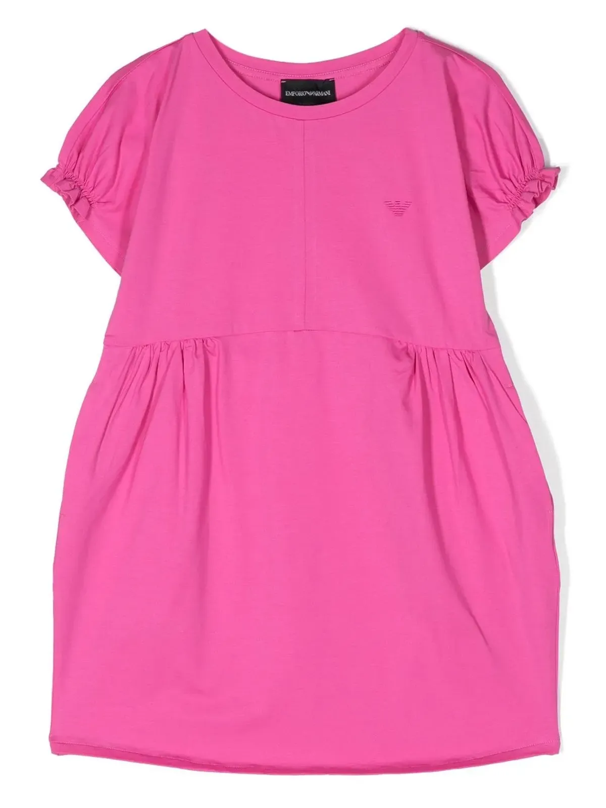 Emporio Armani Kids 刺繍ロゴ入りギャザーディテールのドレス - 画像1
