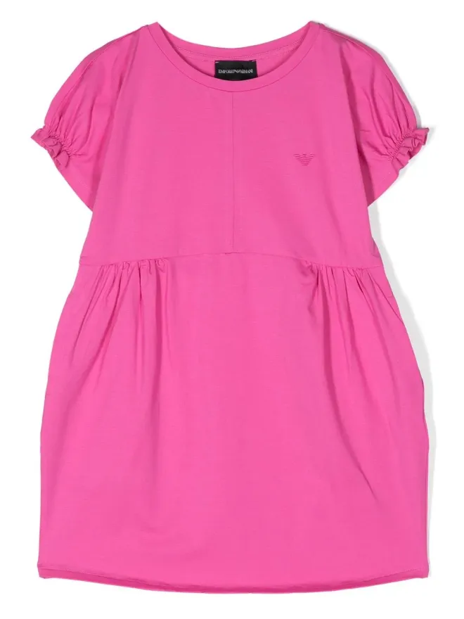 Emporio Armani Kids Emporio Armani Kids 刺繍ロゴ入りギャザーディテールのドレスの商品画像